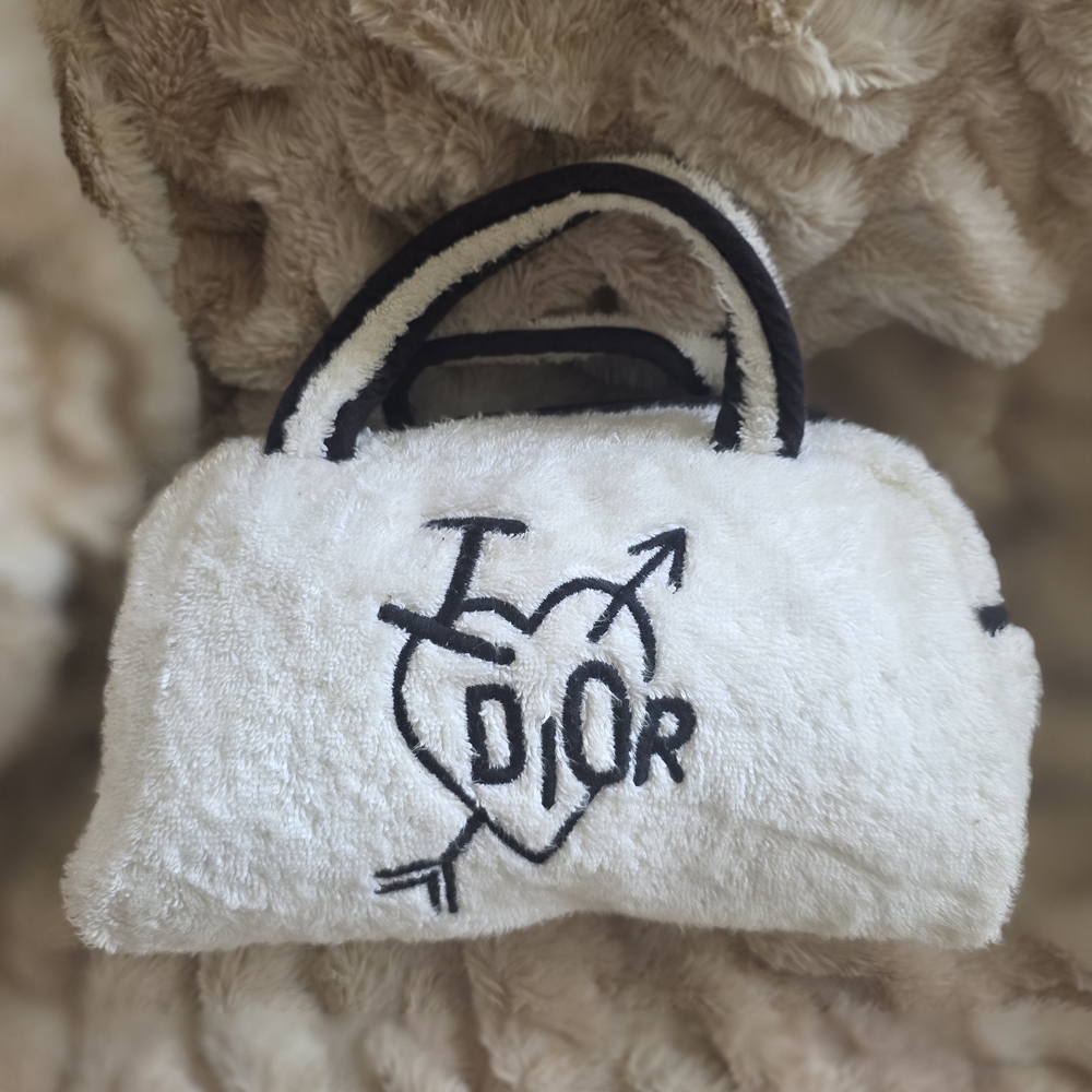 Vintage Dior Terry Cloth Makeup Bag / Vanity Pouch